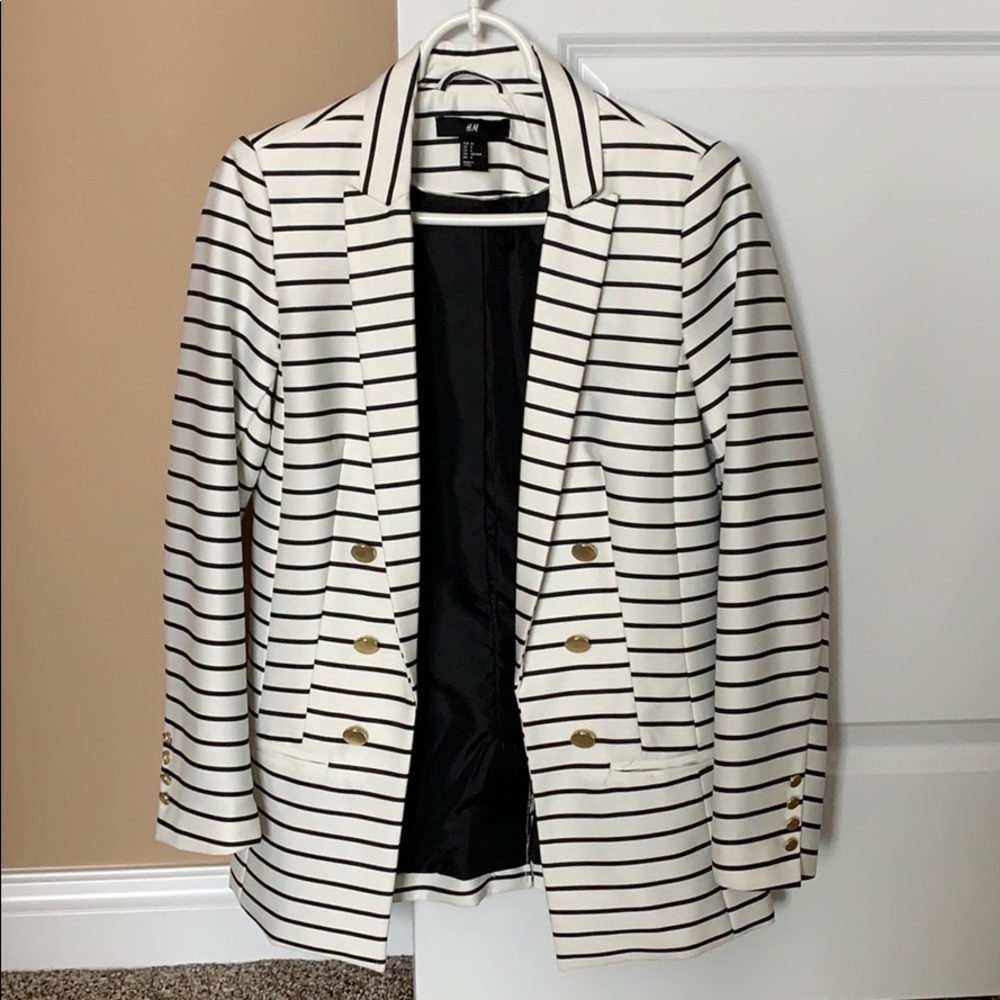 H&M US Size 6 Striped Blazer